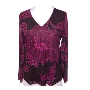 Les Serein V-Neck Floral Blouse Top NWT Size XL